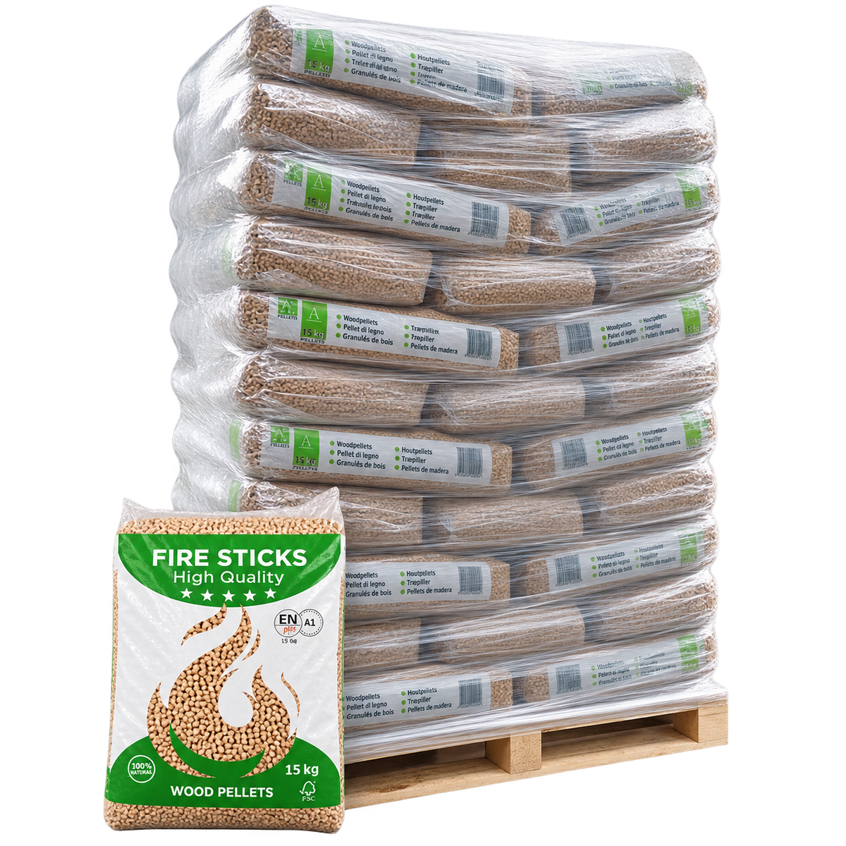 Fire sticks houtpellets - 65x 15kg - 1 pallet